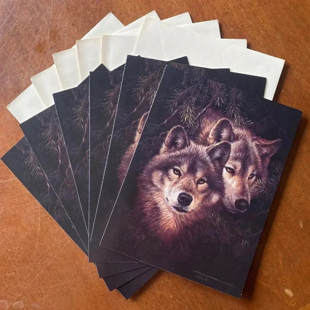 6/pk VTG Leanin' Tree LOVING THOUGHTS Greeting Cards TIMBER MATES Wolves… - Picture 4 of 9